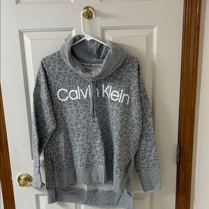 Calvin Klein Gray Patterned cowl neck